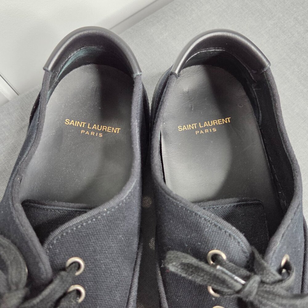 Saint Laurent - Men's Venice Black Canvas Low Top Sneakers - NWOT Size EU45 - Picture 4 of 12